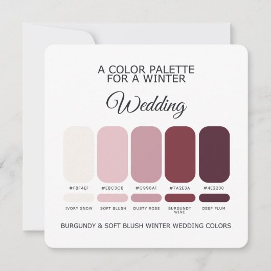 Burgundy Blush Winter Wedding Palette 2026 Card 招待状 (正面)