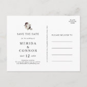 Burgundy Bohoフローラ日付はがきを保存 インビテーションポストカード (裏面)