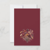 Burgundy Boho Chic Wildflowers Calligraphy Wedding セーブザデート (裏面)