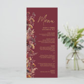 Burgundy Boho Chic Wildflowers Elegant Wedding メニュー (スタンド正面)