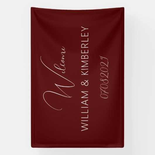 Burgundy Boho Classic Rustic Simple Modern Wedding 横断幕 (縦)