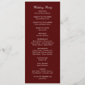 Burgundy Boho Dinner Modern Minimalistic Wedding  プログラム (裏面)