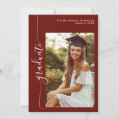 Burgundy Boho Floral Photo Graduation Announcement 案内状 (裏面)