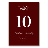 Burgundy Boho Modern Elegant Unique Wedding テーブルナンバー (裏面)