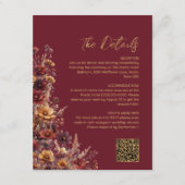 Burgundy Boho Wildflowers QR Code Wedding Details エンクロージャーカード (正面)