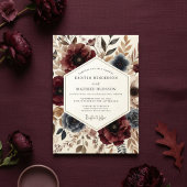 Burgundy Botanical Autumn Wedding 招待状