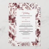 Burgundy Botanical Elegance Wedding Invitation 招待状 (正面/裏面)