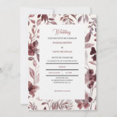 Burgundy Botanical Elegance Wedding Invitation 招待状 (正面)