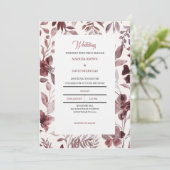 Burgundy Botanical Elegance Wedding Invitation 招待状 (スタンド正面)
