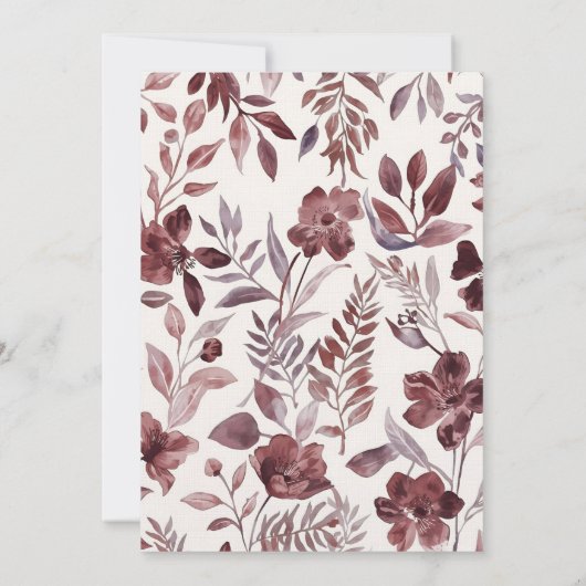 Burgundy Botanical Elegance Wedding Invitation 招待状 (裏面)