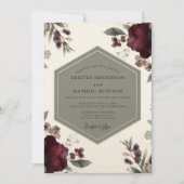 Burgundy Botanical Opulence Wedding 招待状 (正面)
