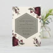 Burgundy Botanical Opulence Wedding 招待状 (スタンド正面)