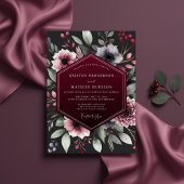 Burgundy Botanical Romance Wedding 招待状