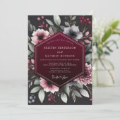 Burgundy Botanical Romance Wedding 招待状 (スタンド正面)