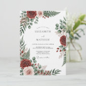 Burgundy Botanical Romantic Wedding 招待状 (スタンド正面)