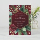 Burgundy Botanical Winter Wedding 招待状 (スタンド正面)