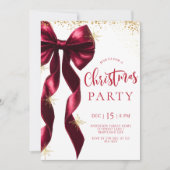 Burgundy Bow Christmas Party Invitation 招待状 (正面)