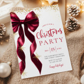 Burgundy Bow Christmas Party Invitation 招待状