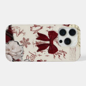 Burgundy Bow Floral  – Cozy Girly Aesthetic iPhoneケース (裏面横)