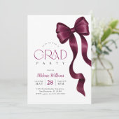 Burgundy Bow Graduation Photo 招待状 (スタンド正面)