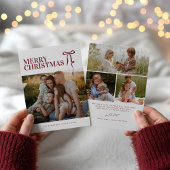 Burgundy Bow Photo Christmas Card シーズンカード