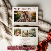 Burgundy Bow Photo Christmas Card シーズンカード