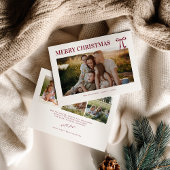 Burgundy Bow Photo Christmas Card シーズンカード