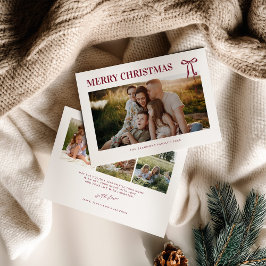 Burgundy Bow Photo Christmas Card シーズンカード