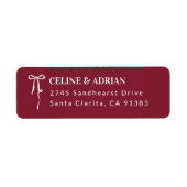 Burgundy Bow Return Address Label ラベル (正面)