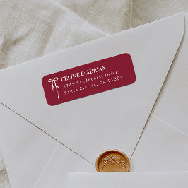 Burgundy Bow Return Address Label ラベル