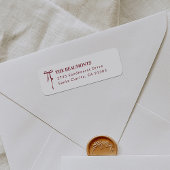 Burgundy Bow Return Address Label ラベル