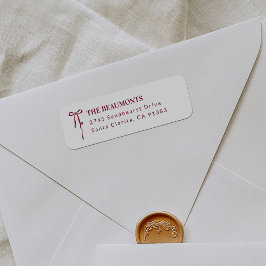 Burgundy Bow Return Address Label ラベル