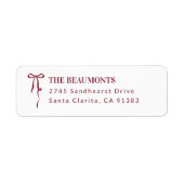 Burgundy Bow Return Address Label ラベル (正面)