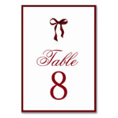 Burgundy Bow Table Number テーブルナンバー (正面)