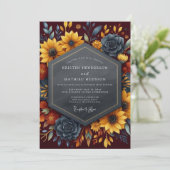 Burgundy Breathtaking Harvest Wedding 招待状 (スタンド正面)