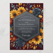 Burgundy Breathtaking Harvest Wedding 招待状 (正面)