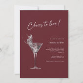 Burgundy Bridal Shower招待 – 愛への応援 招待状 (正面)