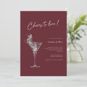 Burgundy Bridal Shower招待 – 愛への応援 招待状 (スタンド正面)