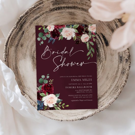 Burgundy Bridal Shower Invitation 招待状