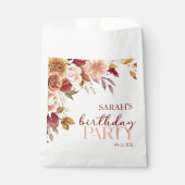 Burgundy Burnt Orange Floral Birthday Party フェイバーバッグ (正面)