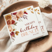 Burgundy Burnt Orange Floral Birthday Party Brunch スタンダードランチョンナプキン