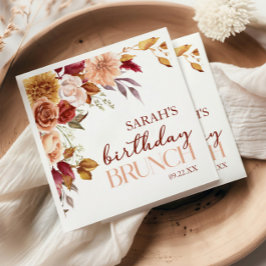 Burgundy Burnt Orange Floral Birthday Party Brunch スタンダードランチョンナプキン