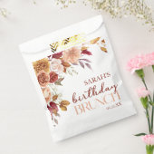Burgundy Burnt Orange Floral Birthday Party Brunch フェイバーバッグ (封をした状態)