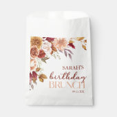 Burgundy Burnt Orange Floral Birthday Party Brunch フェイバーバッグ (正面)
