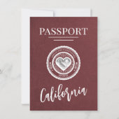 Burgundy California Passport日付の保存 セーブザデート (正面)