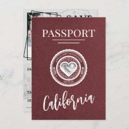 Burgundy California Passport日付の保存 セーブザデート