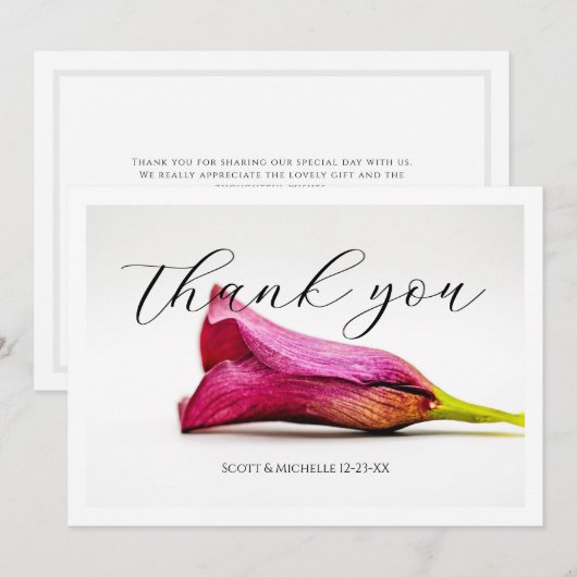 Burgundy Calla Lily Floral Wedding Thank You Card サンキューカード (正面/裏面)