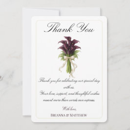 Burgundy Calla Lily Wedding Bouquet Ivory Ribbon  サンキューカード