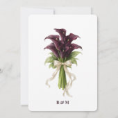 Burgundy Calla Lily Wedding Bouquet Ivory Ribbon サンキューカード (裏面)