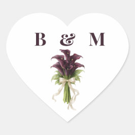 Burgundy Calla Lily Wedding Bouquet Ivory Ribbon  ハートシール